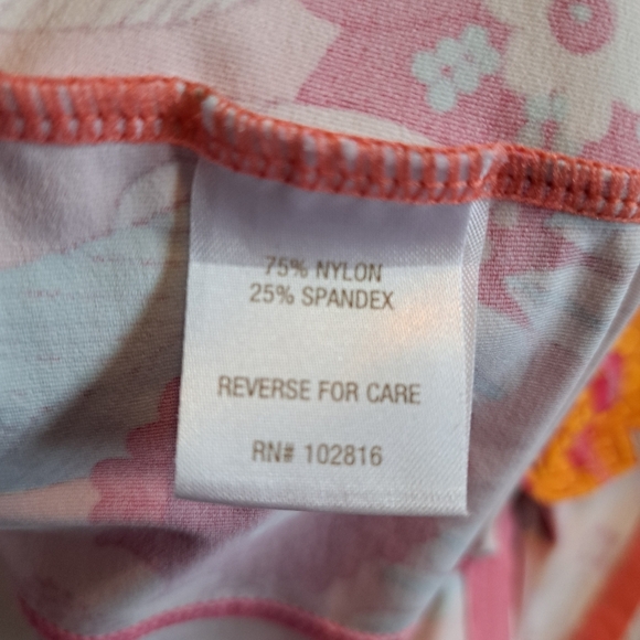 Garnet Hill girls size 14 pink & floral swim rash guard, full front zipper, EUC - Picture 2 of 4